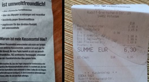 Aus diesem Grund gibt es jetzt blaue Kassenbons